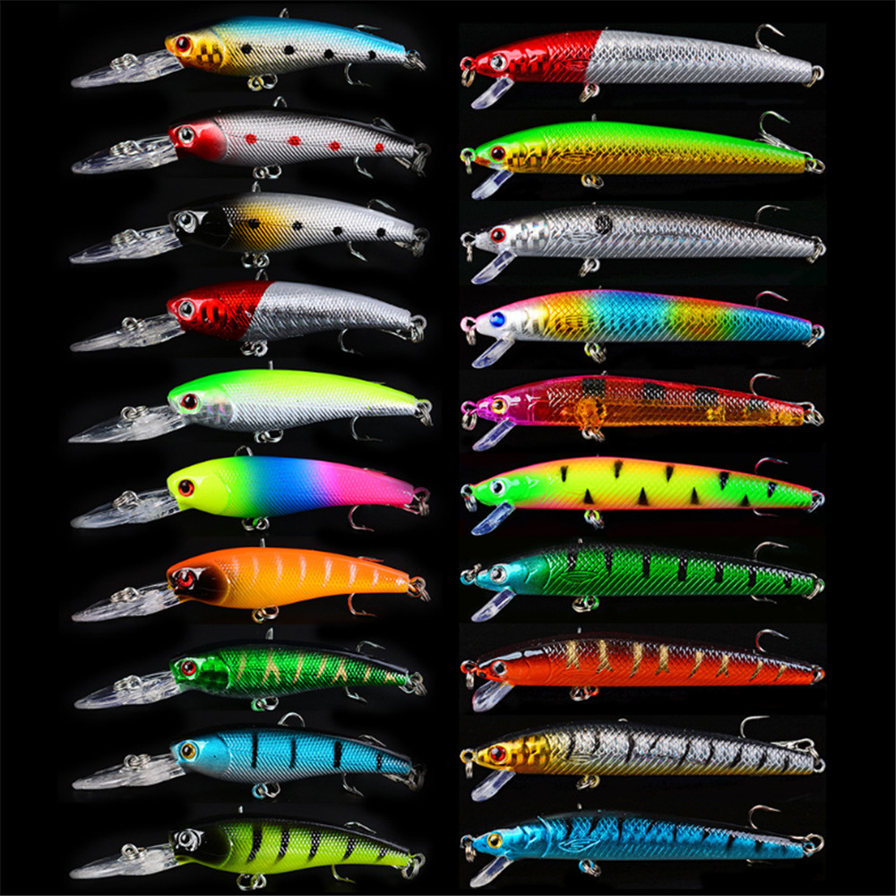 Fishing Lure Crankbait - 20pcs/lot Minnow Fishing Lures Set Bass