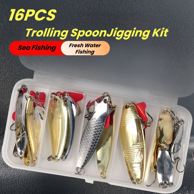 Fishing Lure Kit 16 Pcs Sets T - Fishing Lure Spoon ulasan dan harga